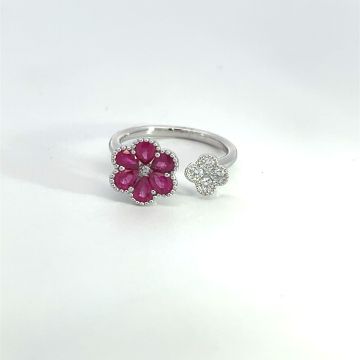 18K White Gold .26ctw Diamond 1.08ctw Ruby Rings