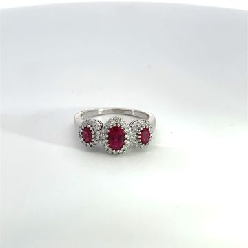 14K White Gold .24ctw Diamond .46ctw Ruby .42ctw Ruby Rings
