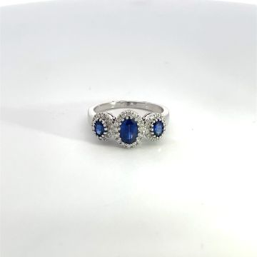18K White Gold .29ctw Diamond .58ctw Sapphire .35ctw Sapphire Rings