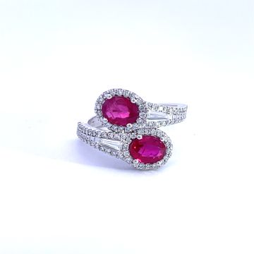 14K White Gold .28ctw Diamond 1.67ctw Ruby .22ctw Diamond Rings