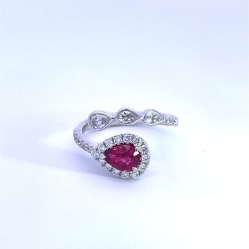 18K White Gold .31ctw Diamond .8ctw Ruby .32ctw Diamond Rings