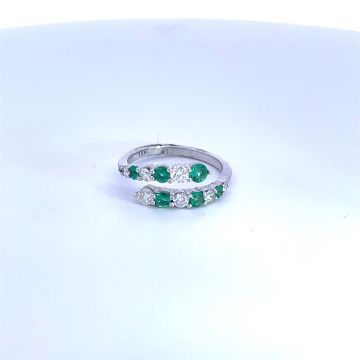 18K White Gold .19ctw Diamond .43ctw Emerald .19ctw Diamond Rings