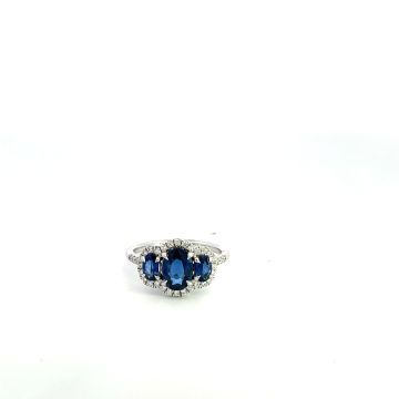18k White Gold .27ctw Diamond 1.35ctw Sapphire .67ctw Sapphire Rings