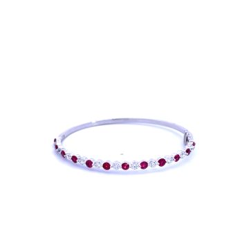 18K White Gold 1.78ctw Diamond 2.39ctw Ruby Bracelet