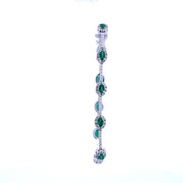 14K White Gold 1.39ctw Diamond 2.25ctw Emerald Bracelet