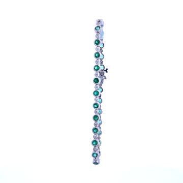 14K White Gold .55ctw Diamond 2.42ctw Emerald Bracelet