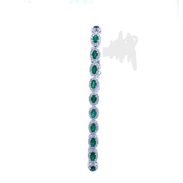 14K White Gold 3.30ctw Diamond 4.86ctw Emerald Bracelet