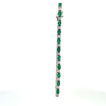 14K White Gold 1.1ctw Diamond 5.5ctw Emerald Bracelet