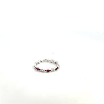 18K White Gold .17ctw Diamond .4ctw Ruby Rings