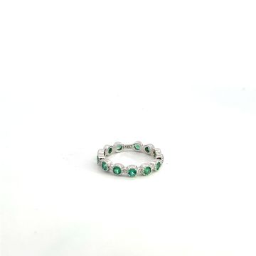 14K White Gold .12ctw Diamond .75ctw Emerald Rings