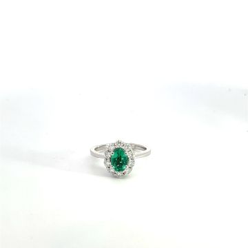18K White Gold .8ctw Diamond .62ctw Emerald Rings