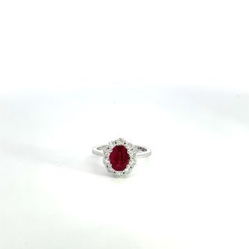 14K White Gold .74ctw Diamond 1.28ctw Ruby Rings