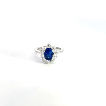 14K White Gold .74ctw Diamond 1.01 Sapphire Rings