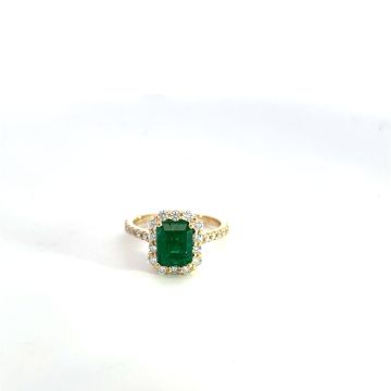 14K Yellow Gold .69ctw Diamond 1.57ctw Emerald Rings