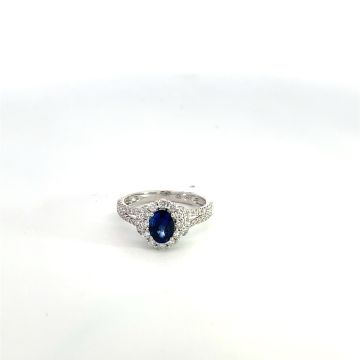 18K White Gold .67ctw Diamond .93ctw Sapphire Rings