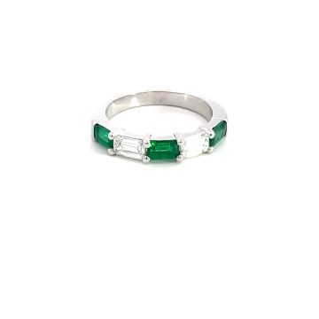 14K White Gold .65ctw Diamond .74ctw Emerald Rings