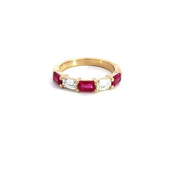 14K Yellow Gold .62ctw Diamond .98ctw Ruby Rings