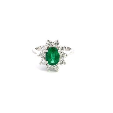 14K White Gold .76ctw Diamond 1.22ctw Emerald Rings