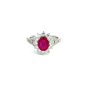 18K White Gold .87ctw Diamond 1.18ctw Ruby Rings