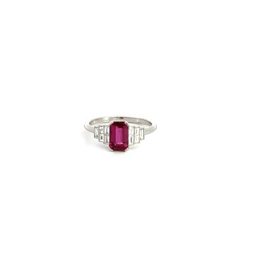 Platinum .31ctw Diamond 1.55ctw Ruby Rings