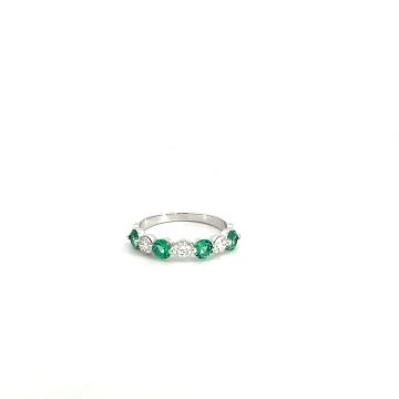 18K White Gold .62ctw Diamond .54ctw Emerald Rings