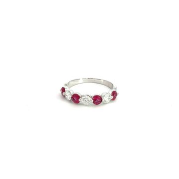 14k White Gold .49ctw Diamond .77ctw Ruby Rings