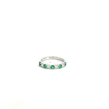 14K White Gold .37ctw Diamond .53ctw Emerald Rings