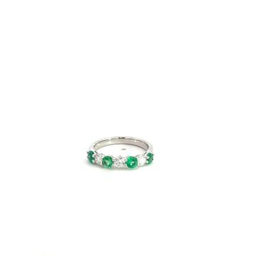 14K White Gold .46ctw Diamond .6ctw Emerald Rings