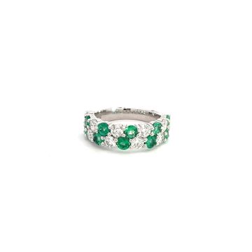 14K White Gold 1.52ctw Diamond 1.08ctw Emerald Rings