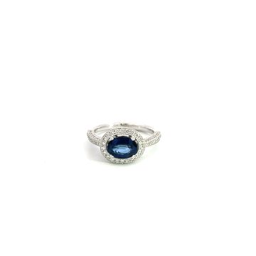 18K White Gold .63ctw Diamond .9ctw Sapphire Rings