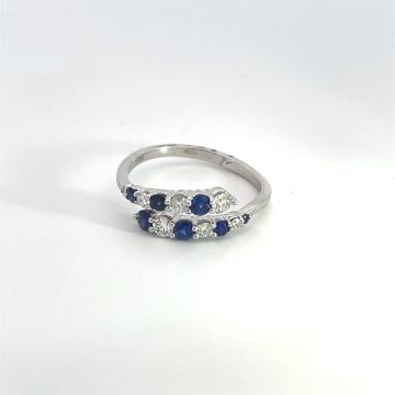 18K White Gold .19ctw Diamond .49ctw Sapphire .19ctw Diamond Rings