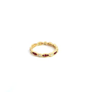 18K Yellow Gold .17ctw Diamond .39ctw Ruby Rings