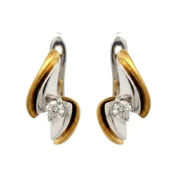 18K Yellow and White Gold 1/6ctw Diamond Fashion Earrings