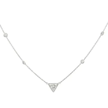 14K White Gold 2.59ctw Triangular Center Diamond by the Yard Necklace GIA 5241021131 Triangular 1.51 H SI1 VGGD