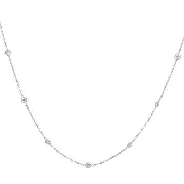 14K White Gold 2/1ctw Diamond by the Yard Necklace 18" 12 stations