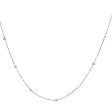 14K White Gold 1/1ctw Diamond by the Yard Necklace 18" 12 stations