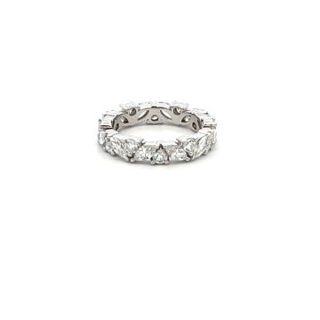 14K White Gold 2.46ct Marquise and Round Diamond Eternity Band