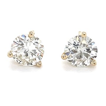 3 Prong Diamond Stud Earrings