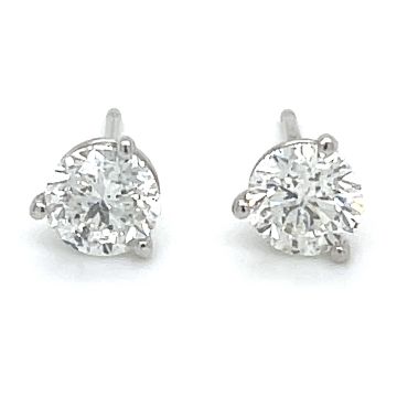 3 Prong Diamond Stud Earrings