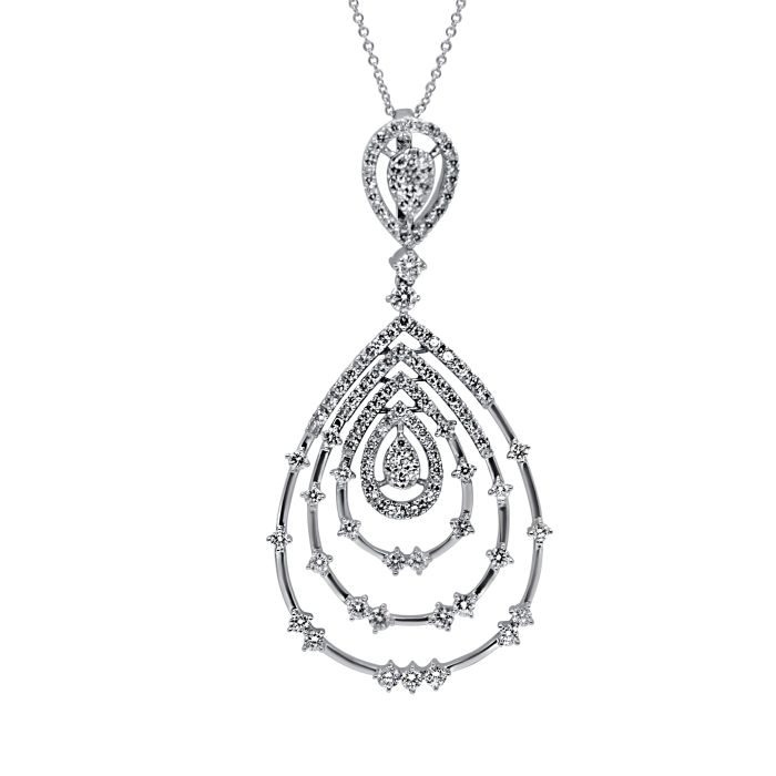 18K White Gold Diamond Chandelier Pendant with 1.72ctw