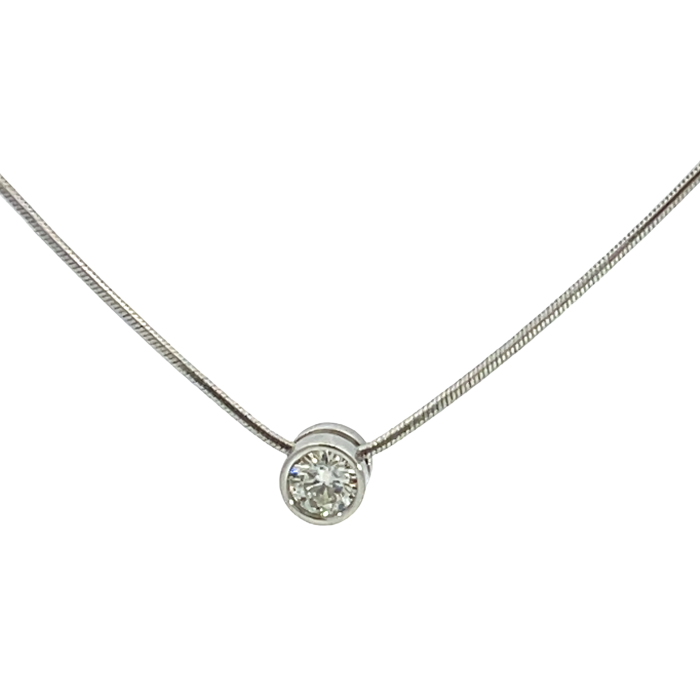 14K White Gold 1/2ct Bezel solitaire Necklace 14K White Gold 1/2ct Bezel solitaire Necklace