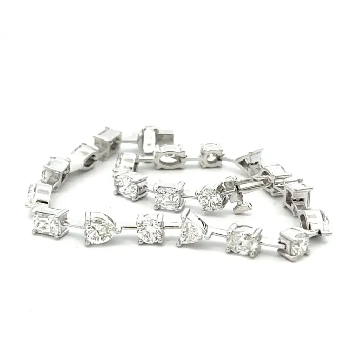 14K White Gold 7.56ctw Fancy Shape Diamond Bracelet 21 stones 14K White Gold 7.56ctw Fancy Shape Diamond Bracelet 21 stones