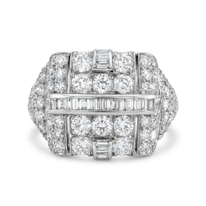 Platinum 2/1ctw Diamond Single Cut and Old Euro Estate Ring Platinum 2/1ctw Diamond Single Cut and Old Euro Estate Ring