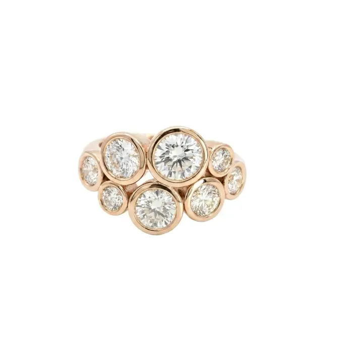 14K Yellow Gold 2.62ctw Diamond Bubble Ring, Brushed Gold 14K Yellow Gold 2.62ctw Diamond Bubble Ring, Brushed Gold