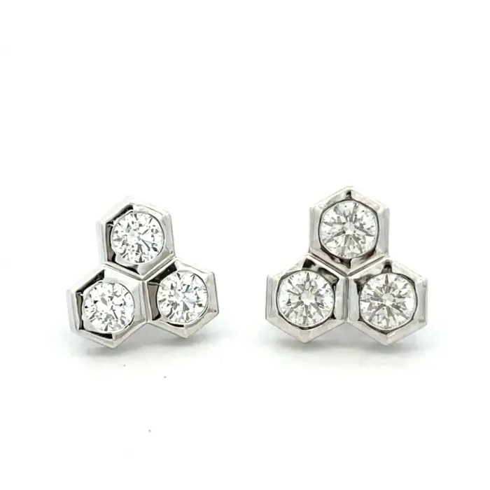 14K White Gold 1 7/8ctw Hex Studs 14K White Gold 1 7/8ctw Hex Studs