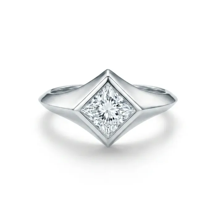 14K White Gold 1.00ct Princess Diamond Knife Edge Ring GIA 2161830629 Princess GVS2 EXVG Faint 14K White Gold 1.00ct Princess Diamond Knife Edge Ring GIA 2161830629 Princess GVS2 EXVG Faint
