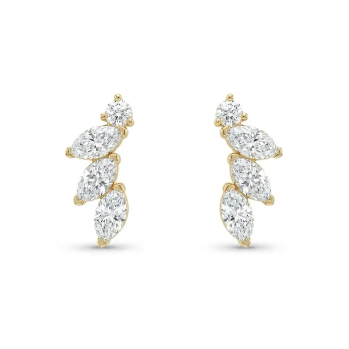 14K Yellow Gold 2.03ctw Diamond Marquise Ivy Climber Earrings 14K Yellow Gold 2.03ctw Diamond Marquise Ivy Climber Earrings