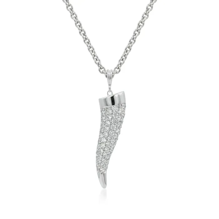 14K White Gold 2/1ctw Diamond Shark Tooth Pendant and 2.5mm chain 14K White Gold 2/1ctw Diamond Shark Tooth Pendant and 2.5mm chain