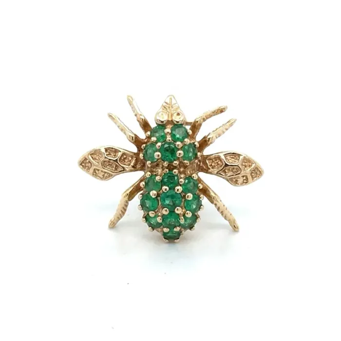 14K Yellow Gold Emerald Bee Pin 14K Yellow Gold Emerald Bee Pin