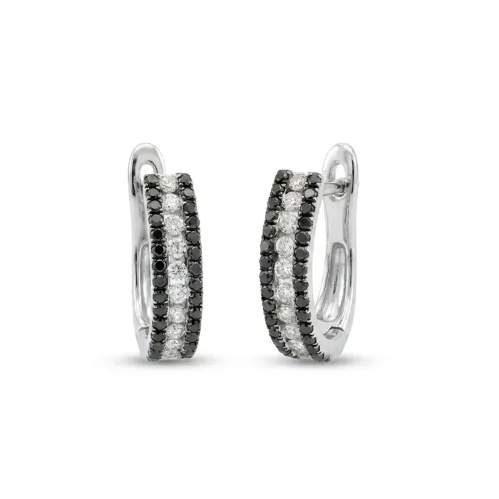 14K White Gold 1/2ctw White Diamond and Black Diamond Earrings 14K White Gold 1/2ctw White Diamond and Black Diamond Earrings